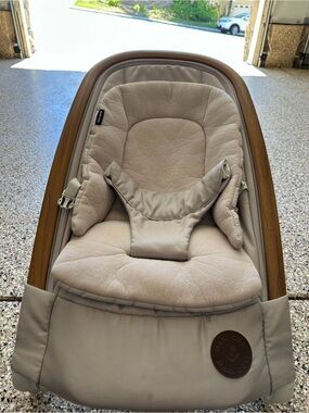 Neutral Beige Infant Lounger with Supportive Padding
